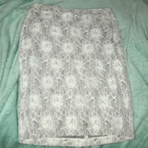 Mint and Grey Lace Pencil Skirt